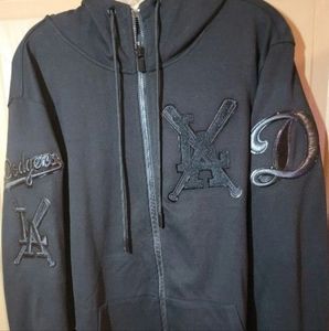 LOS ANGELES DODGERS STITCHED LOGOS BLACKOUT HOODIE LRG/2XL AVAILABLE
